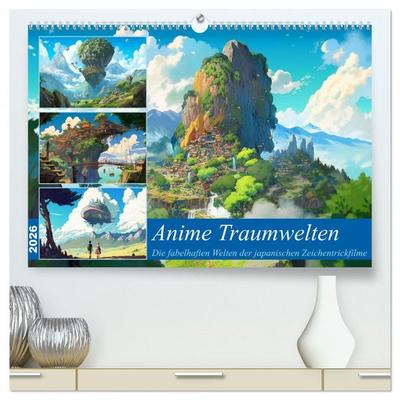 Anime Traumwelten (hochwertiger Premium Wandkalender 2026 DIN A2 quer), Kunstdruck in Hochglanz