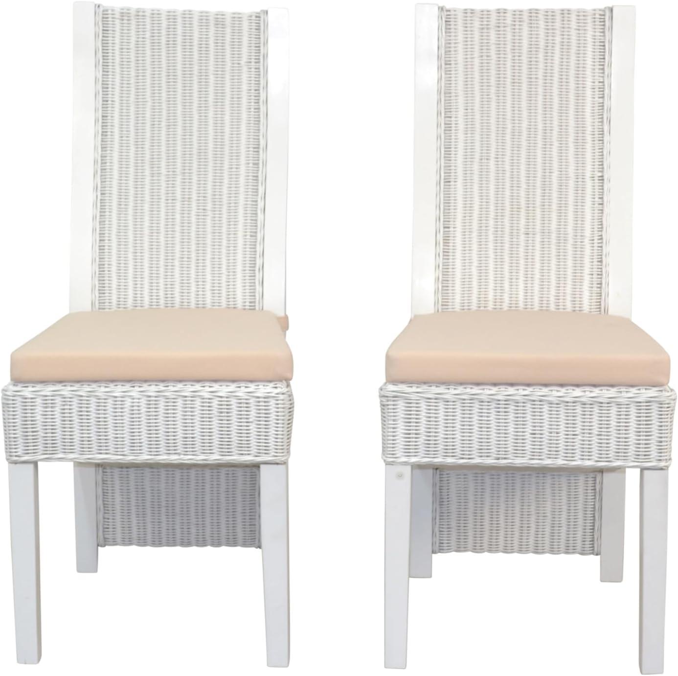 Rattanstühle im 2er-Set mit Sitzkissen
