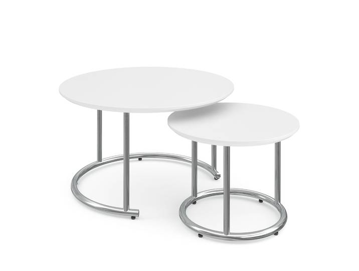 Beistelltisch SUZON rund 2-teilig weiss/silber