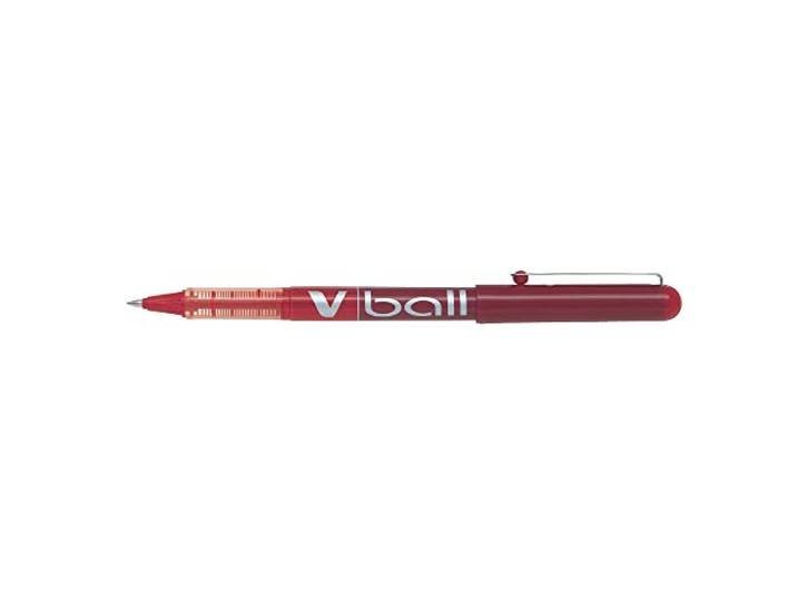 Pilot VBall VB5, vulpen, vloeibare inkt, metalen punt, rood, 12 stuks
