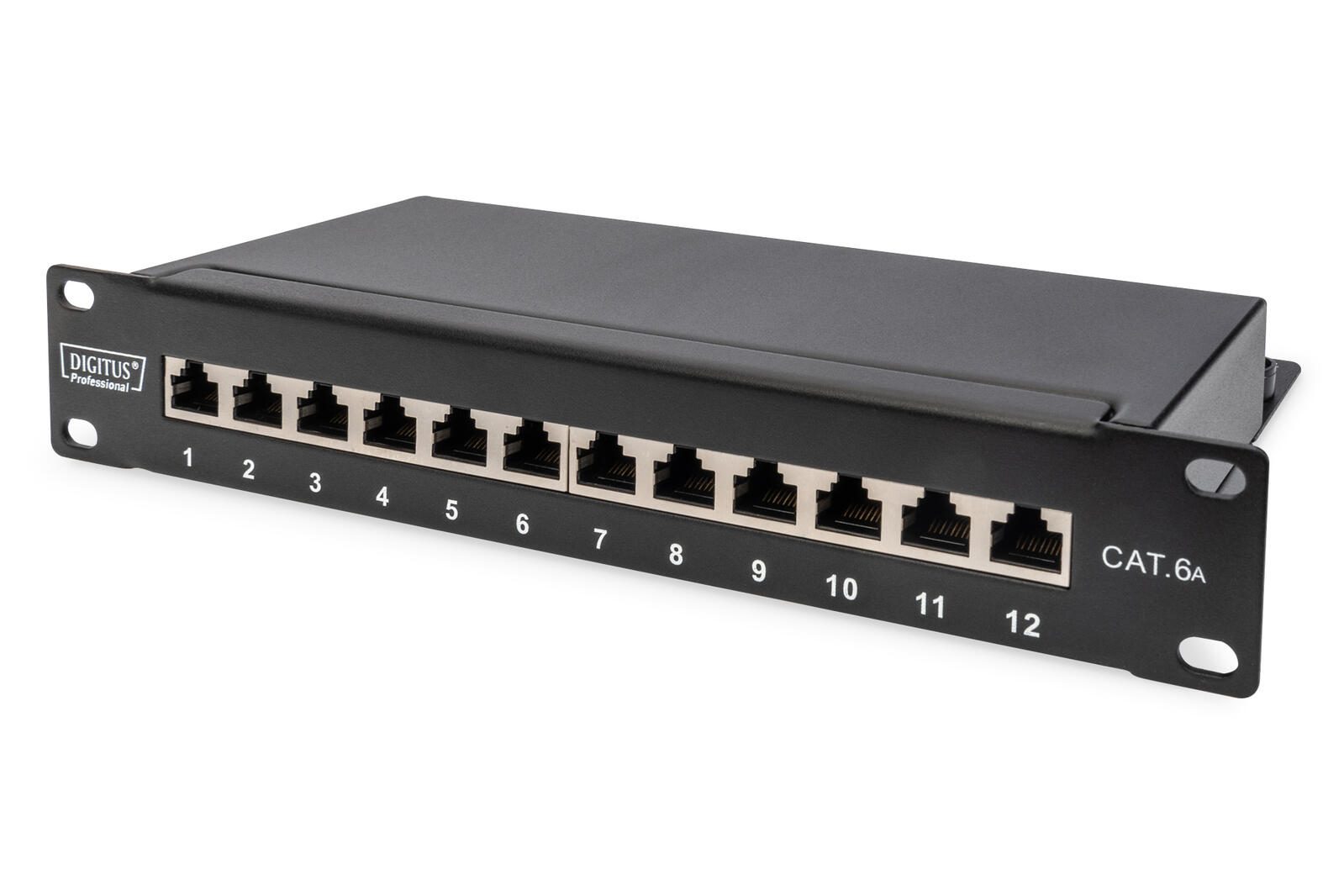 Digitus CAT 6A Patch Panel, geschirmt, 12-Port, 1HE, 10", schwarz DN-91612S-EA