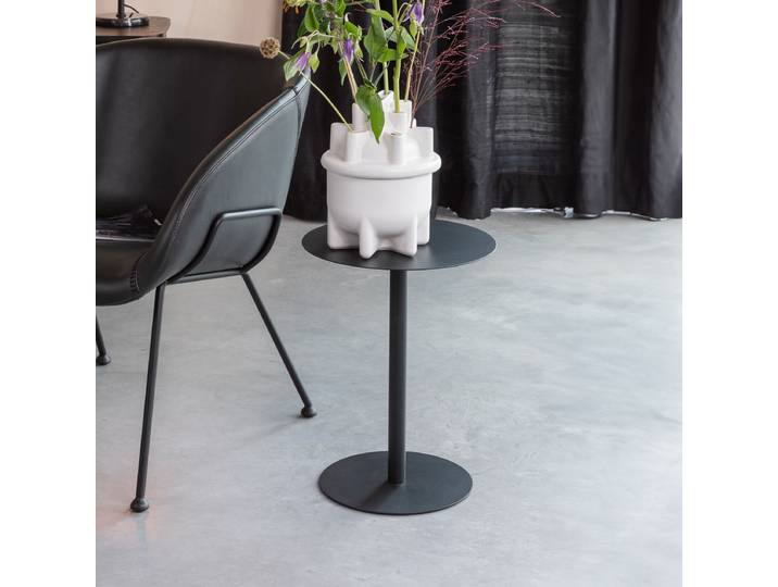 Zuiver Ronde Bijzettafel Snow Staal, 35cm - Zwart