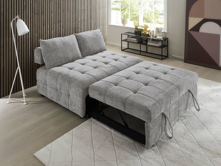 Schlafsofa GOODPRODUCT Kuno, B:140cm, Gästebett, Multifunktional , grau (taupe), B:140cm H:85cm T:109cm, 100% PES, Sofas, Schlafsofa, 2-Sitzer, mit 2-fach Sitztiefenverstellung, Liegefläche 135x195cm