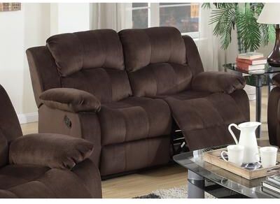 Esofastore Manual Loveseat 1pc Cushion Backrest Pillow Armrest Chocolate Finish