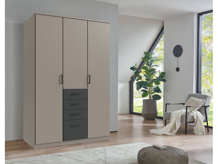 Drehtürenschrank Cottbus 135cm Beige/Saharagrau/Graphit ohne Spiegeltür/-en