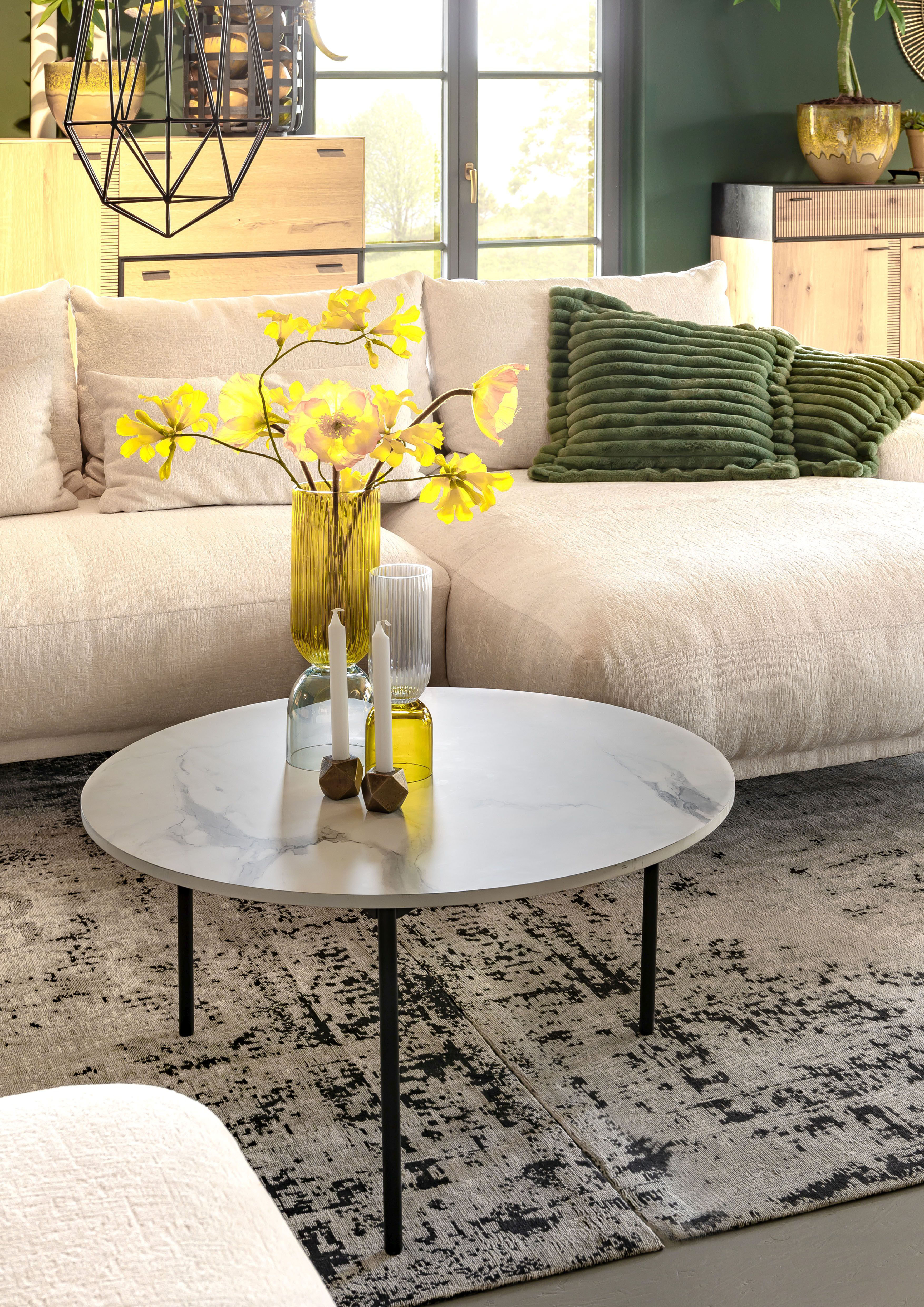 Couchtisch GUTMANN FACTORY, weiß (weiß, schwarz), B:80cm H:42cm T:80cm, Tische, Couchtisch
