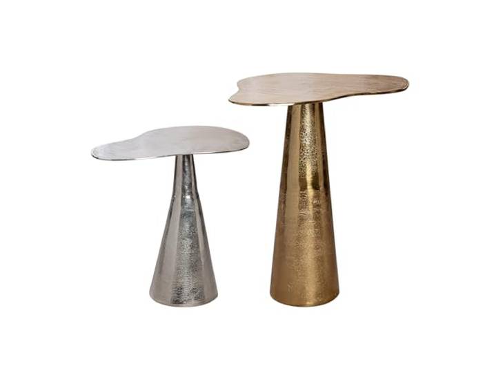 GILDE 2er Set Beistelltisch Organica aus Aluminium - organische Form - metallische Optik - goldfarben/silberfarben - Höhe 59cm x Breite 58cm