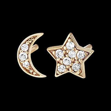Edenly Ohrringe Frische - Sirius - Gelbgold, 9 Karat, mit Diamanten