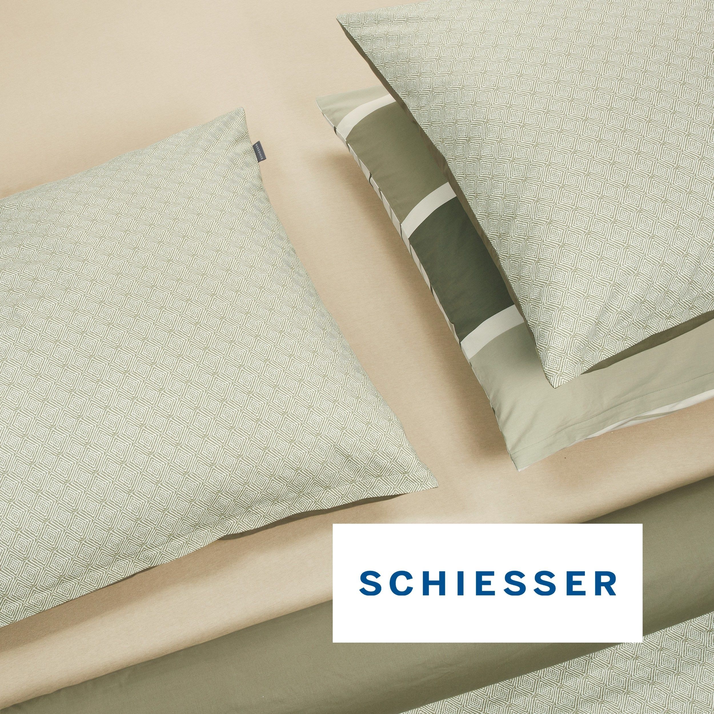 Wendebettwäsche SCHIESSER "Brody aus weicher Baumwolle mit klassichen Streifen", grün, B/L: 135cm x 200cm, 1 Stk., 1 Stk., Renforcé, B/L: 80cm x 80cm, 2 Stk., Renforcé, Obermaterial: 100% Baumwolle, Bettwäsche, Wendebettwäsche, OEKO-TEX MADE IN GREEN grün