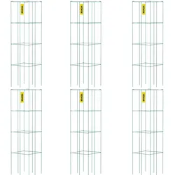 VEVOR Tomatenkäfige, 37 x 37 x 100 cm, 6er-Set quadratische Pflanzenstützkäfige, robuste, grüne Tomatentürme aus PVC-beschichtetem Stahl zum Klettern von Gemüse, Pflanzen, Blumen und Früchten