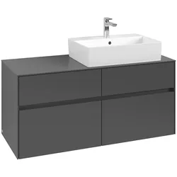 Villeroy & Boch Waschbeckenunterschrank Collaro C13000, Graphite, 500x548x1200 mm, 4 Auszüge mit SoftClosing, integrierte Handgriffe, Wandmontage
