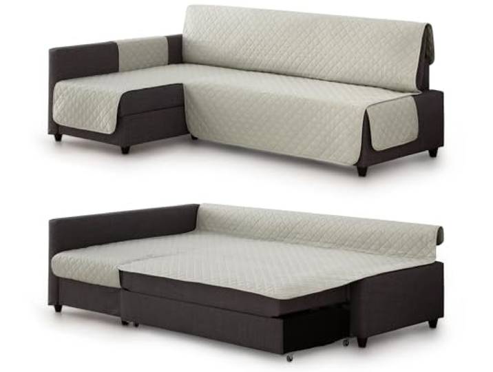 Milica Housse rembourrée Compatible avec Le canapé d’Angle-lit Friheten de IKEA Protection élégante et Lavable Adaptée à méridienne Gauche ou Droite Fabriquée en Europe Couleur : Pierre