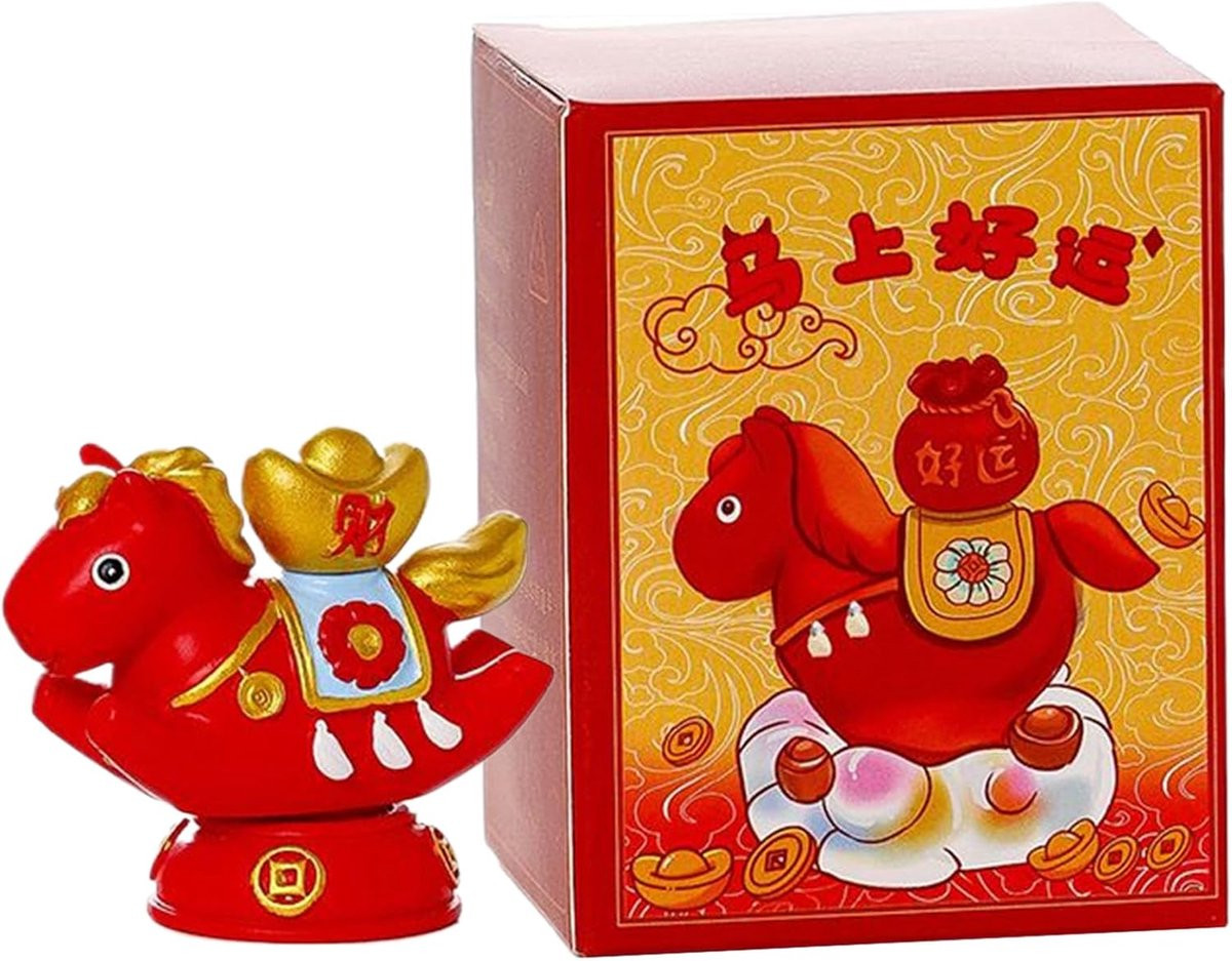 Silvester Paardenbeeldje Geluk - Goudkleurig Decoratie Beeld - B/D/H: 5,5 x 6 x 3 cm