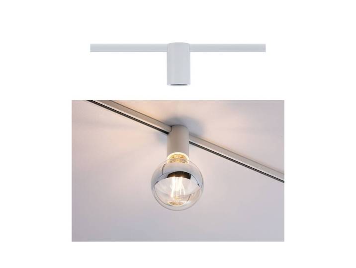 Paulmann URail Ceiling Socket E27, weiß Socket, dimmbar, weiß / opal, Metall, Modern