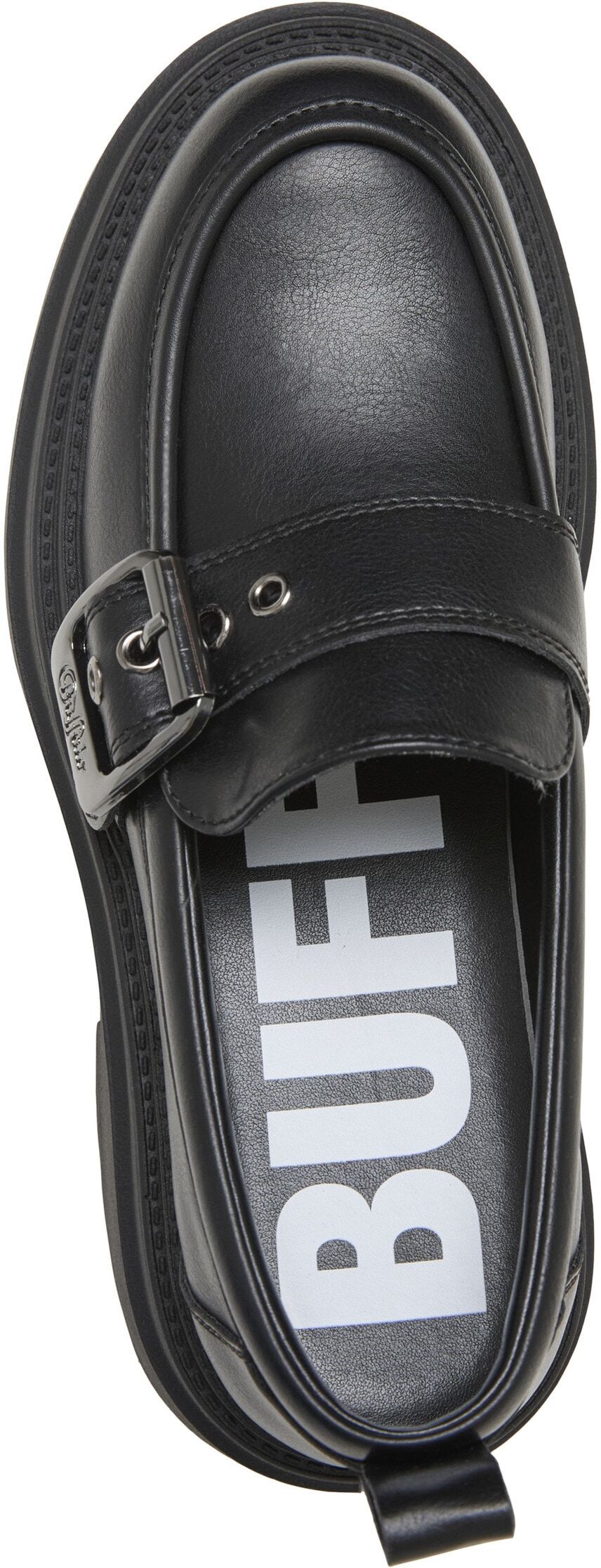 Sneaker BUFFALO "Buffalo MARS LOAFER BUCKLE", Damen, Gr. 40, schwarz, Polyurethan, Schuhe Sneaker