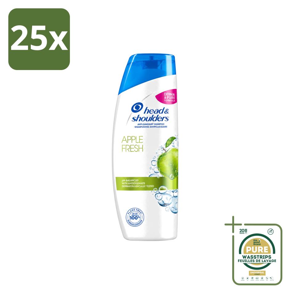 25 x Head & Shoulders Apple Fresh Anti-Schuppen-Shampoo - 1 Liter - Vorratspackung - 25 Stücke