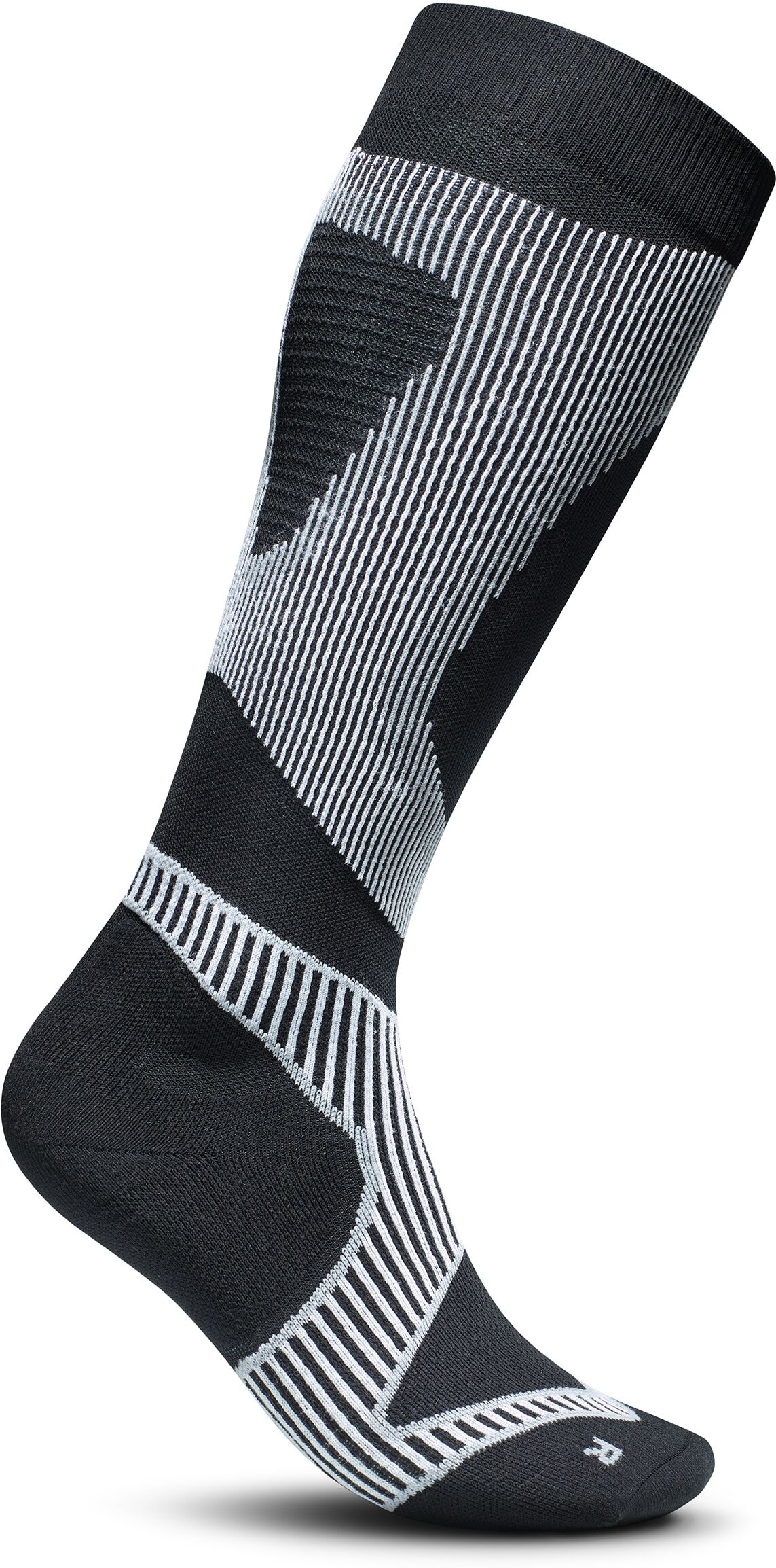 Sportsocken BAUERFEIND "RUN PERFORMANCE COMPRESSION SOCKS", Herren, Gr. 46-49, schwarz-weiss (schwarz, m), Obermaterial: 77% Polyamid, 18% Polypropylen, 5% Elasthan, Socken Sportsocken, atmungsaktives High-Performance-Gestrick, gezielte Kompression schwar