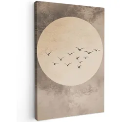 LEINWANDBILD Vogel - Beige - Japanisch Deko Groß 90x140 cm