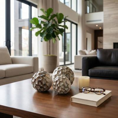 Sagebrook Home "4/5/6"" Decorah Ceramic Decor Balls Set Of 3, 6""H - 6"" x 6"" x 6"""