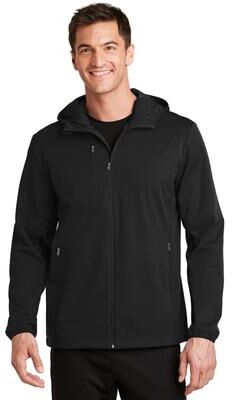 Port Authority J719 Active Hooded Soft Shell Jacket in Deep Black size Large   Polyester