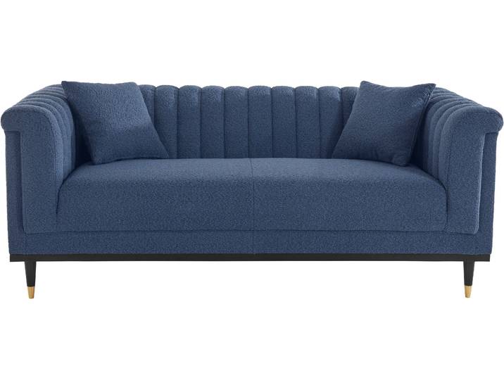 2-Sitzer HOME AFFAIRE Chamby New , blau, B:180cm H:71,5cm T:85cm, Bouclé (100% Polyester), Sofas, 2-Sitzer, im Bouclé-Strukturbezug mit Steppung im Lehnenbereich
