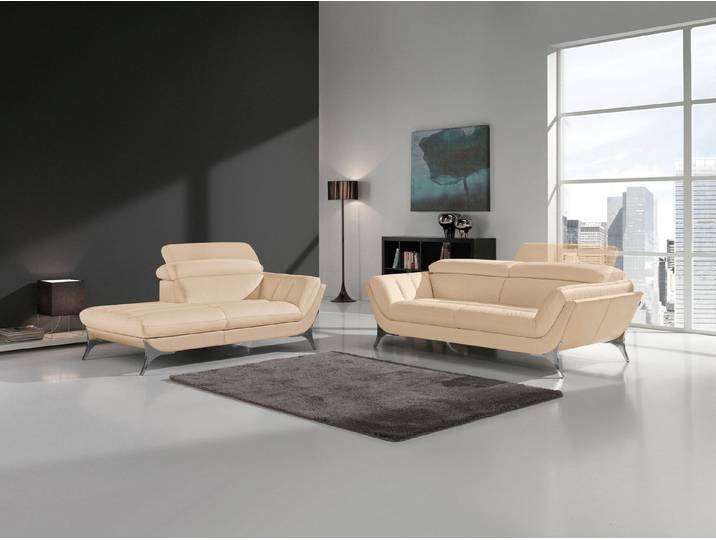 Egoitaliano Polstergarnitur Sueli, (Set), bestehend aus Sofa und Recamiere, Kopfteilverstellung, Bezug Leder