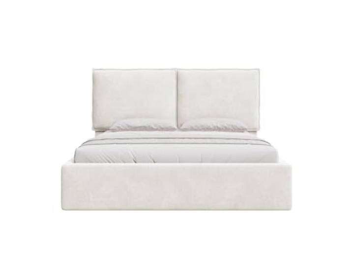 Chilly. Möbel Design Bett Menton - Minimalistisches Polsterbett mit Bettkasten, Lattenrost und Kopfteil - 140x200 cm - Metallrahmen - Chenille Beige