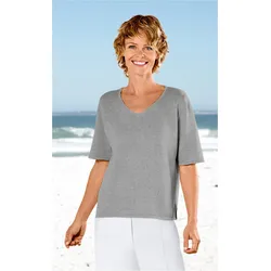 Leinen-Mix-Pullover in hellgrau in Größe 44/46 von DW-Shop, Hellgrau, 44/46