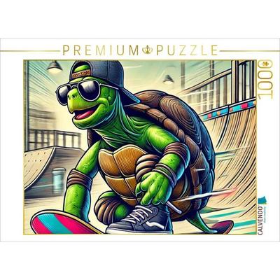 CALVENDO Puzzle Skater-Turtle: Langsam war gestern | 1000 Teile Lege-Größe 64x48cm Foto-Puzzle für glückliche Stunden