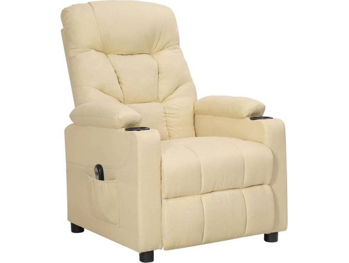 vidaXL Fauteuil relax électrique Crème Tissu