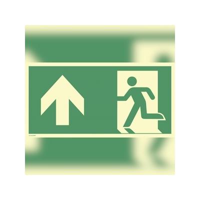 Notausgang links Pfeil oben, ISO 7010, Folie, nachl., 160-mcd, 297x148 mm
