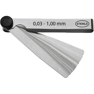 STEINLE Fühlerlehre 41010080, aus Federstahl, konisch, 0,03 bis 1 mm Messbereich, 32 Blatt