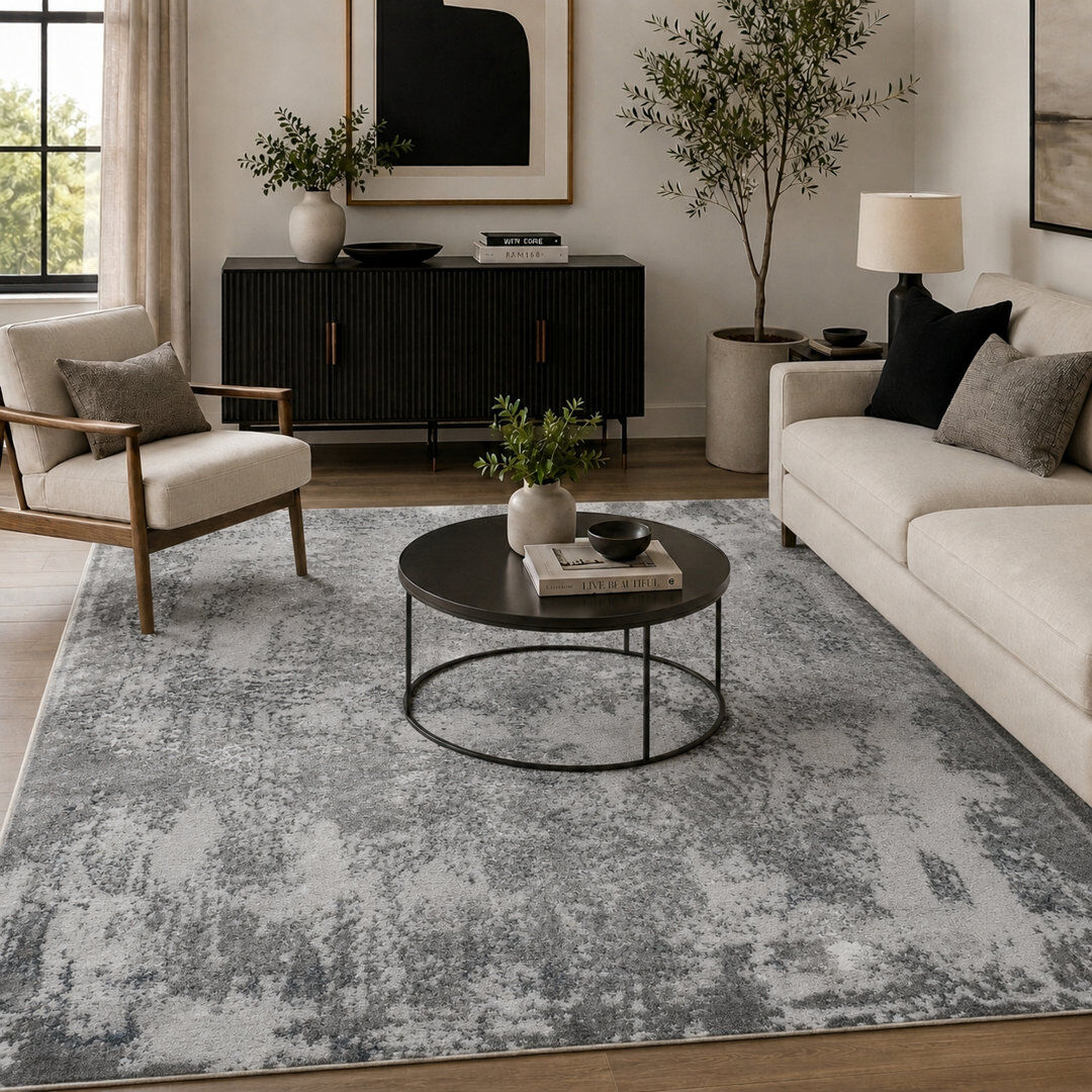 Borough Wharf Galt Abstract Area Rug Gray Rectangle 120 x 170cm