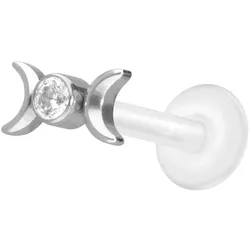 PTFE Labret mit Innengewinde + Titan-Aufsatz 2 MONDE + KRISTALL