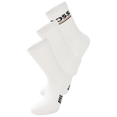 Socken BOSS "3P QS Rib Iconic VB", Herren, Gr. 39-42, weiß (weiß 100), Materialmix, unifarben, Socken Socken, Rippstruktur, Plüschsohle