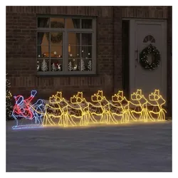 vidaXL, Weihnachtsbeleuchtung, Matteo (6 Rentiere ziehen den Schlitten von Santa)