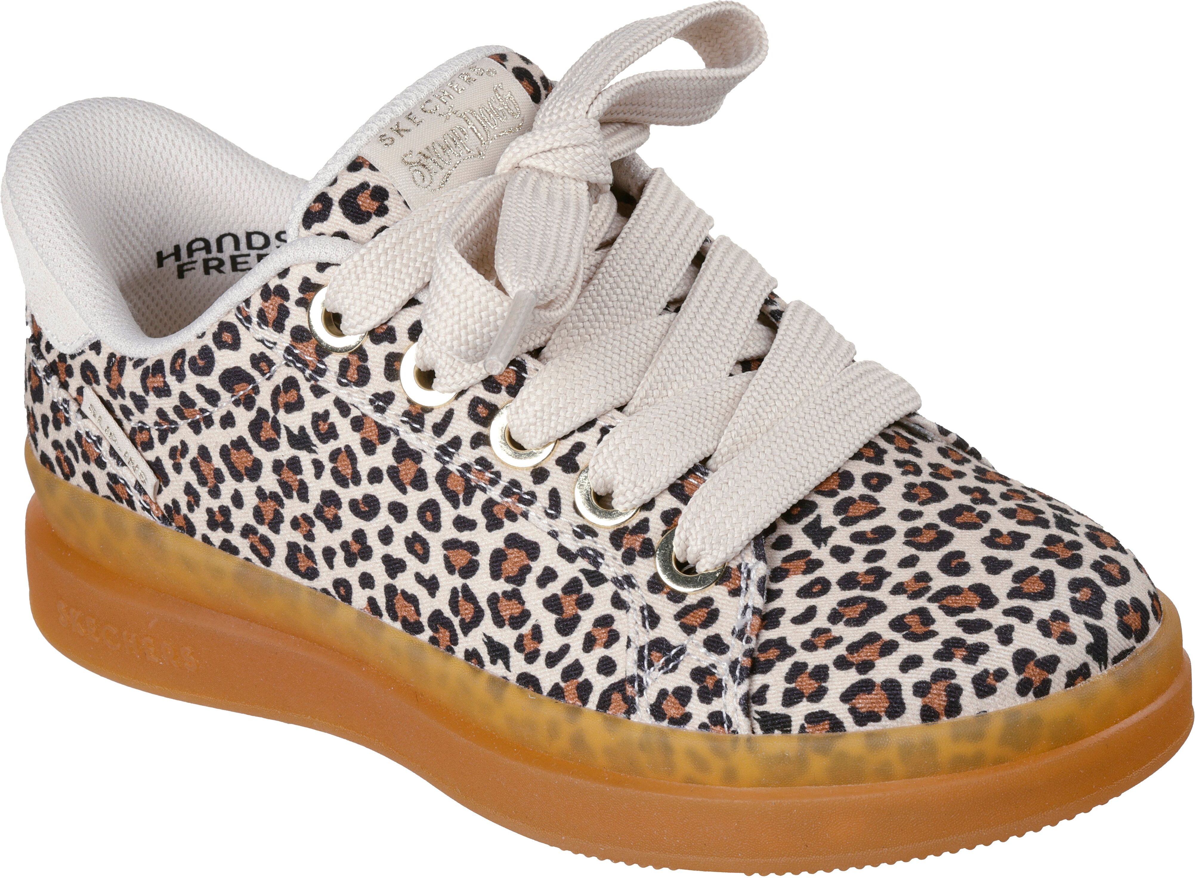 Sneaker SKECHERS "COURTSIDE-NATURE GIRLZ", Damen, Gr. 41, Textil, bunt (natur, leo), Schuhe Sneaker, Basket-Sneaker, Schnürschuh mit Slip-Ins Funktion, Leo-Optik natur, leo 41, Textil