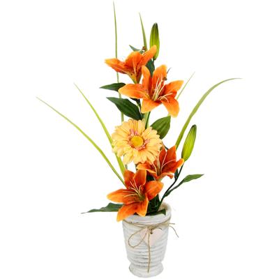 Kunstblume I.GE.A. "Gesteck aus Lilie und Gerbera", orange, B:20cm H:60cm L:20cm, Polyester, Kunstpflanzen