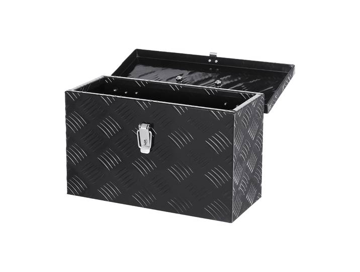 Boîte à outils robuste en aluminium SucceBuy pour benne de camion, boîte à outils plaquée rayée avec poignée, coffre de rangement pour remorque