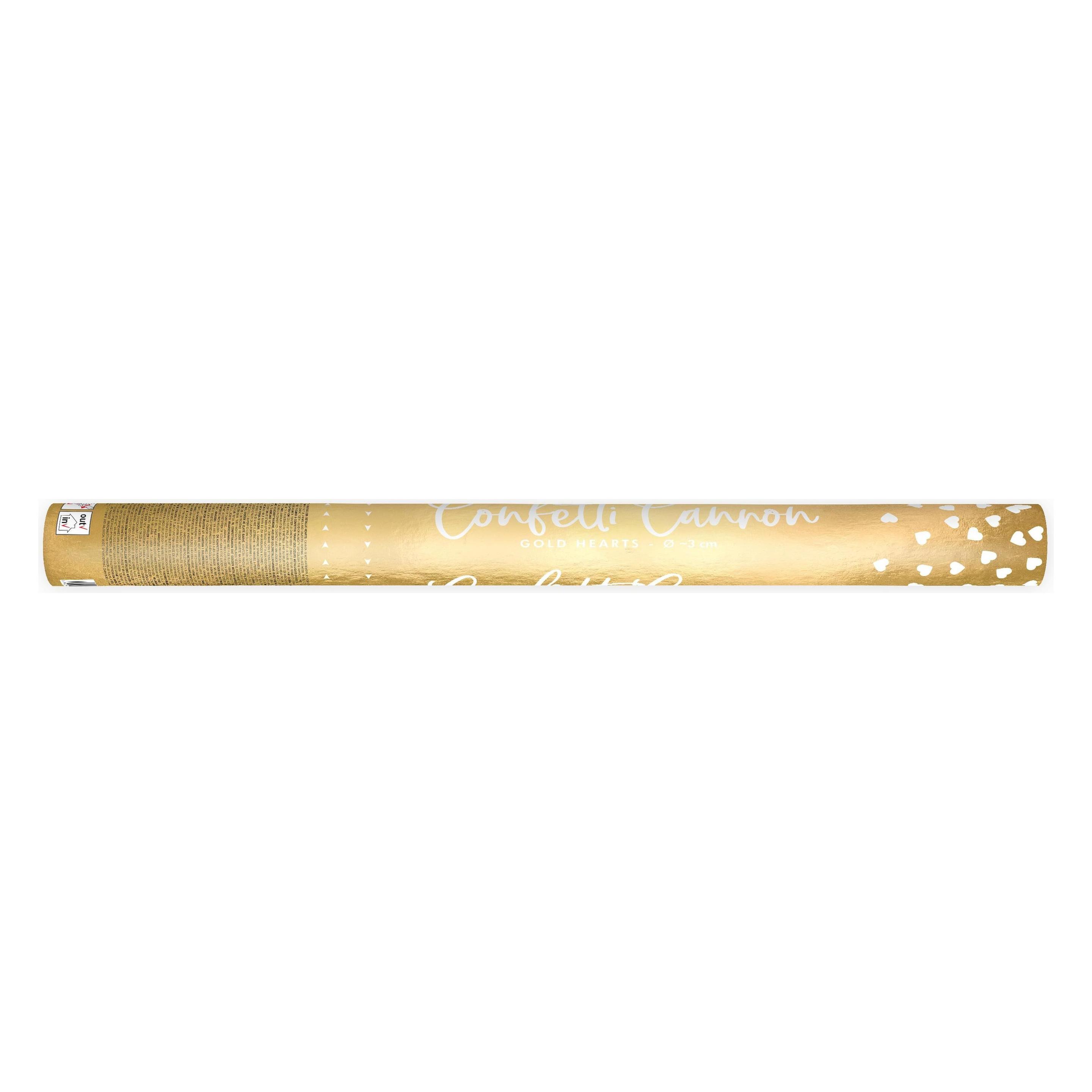 Partydeco Konfettikanone - 60cm - Gold Herzen (1 Stk.) (TUKHR60-019ME)