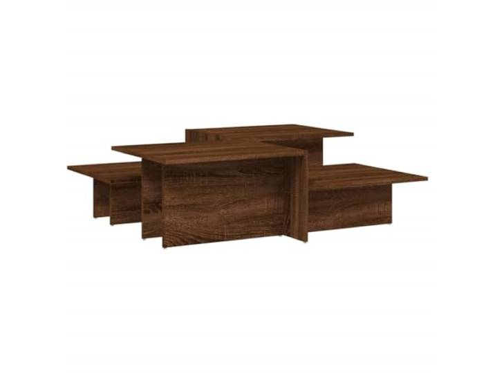 Couchtische 2 St. Braun Eiche Holzwerkstoff Zwei Tischplatten mit unterschiedlichen Höhen, Platz für Getränke und Dekorationen, Reinigung mit einem feuchten Tuch