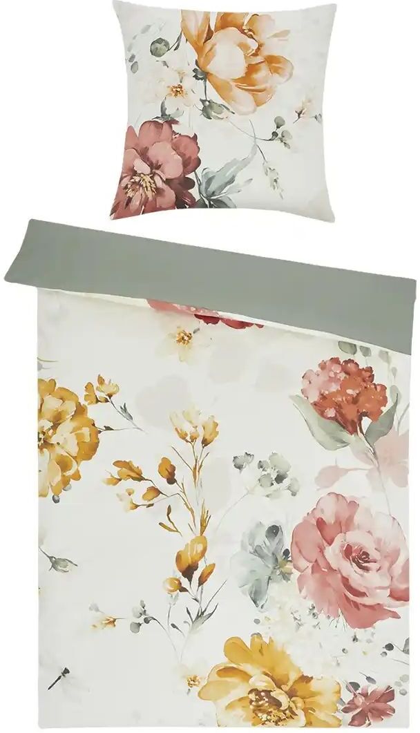 como Satin Wende-Bettwäsche  Floral lake ¦ mehrfarbig ¦ Maße (cm): B: 135