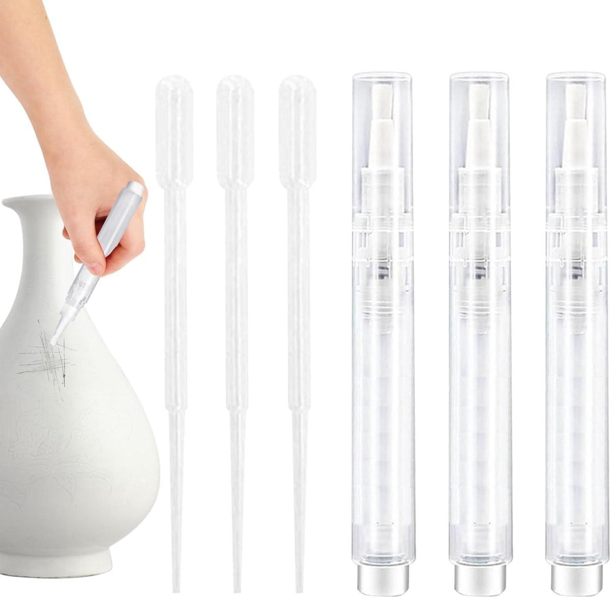 Set van 3 navulbare witte lakstiften voor het repareren van meubels