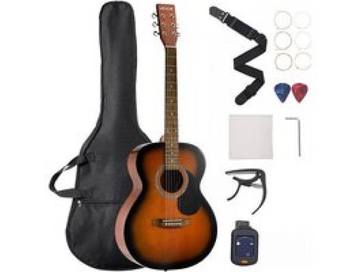 VEVOR Guitare Acoustique Dreadnought 40 in / 1016 mm Table Épicéa Massif Fond en Acajou