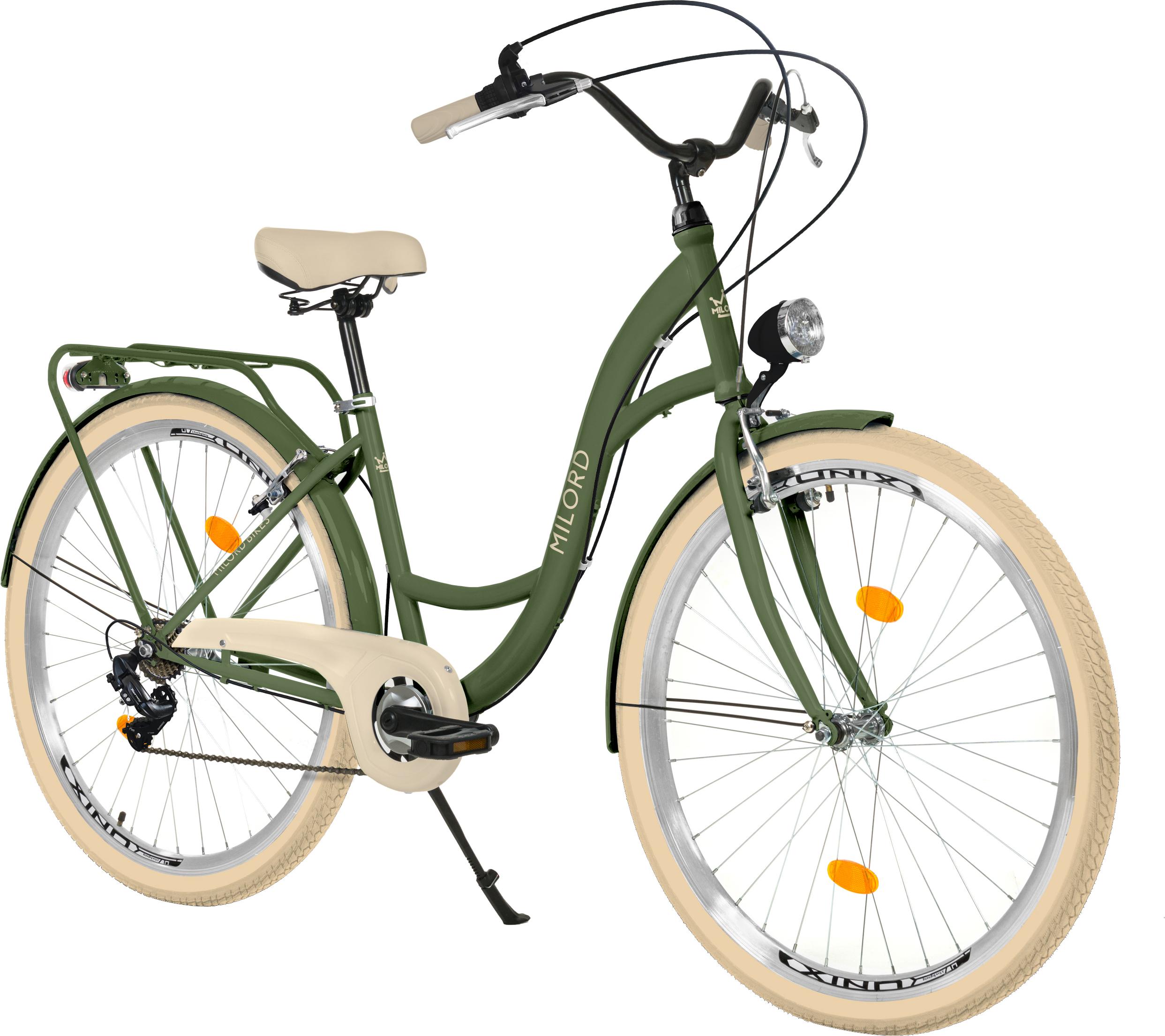 Milord Komfort Fahrrad Retro Vintage Damenfahrrad, 28 Zoll, Grün-Creme, 7 Gang Shimano