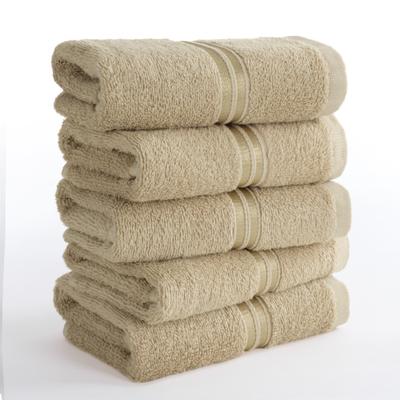 Gaestehandtuecher HAMMETEX "5er Set, 30x50 cm, weich & saugstark, 100% Baumwolle", beige, B:30cm L:50cm, Frottier, Frottee, Handtücher, mit Bordüre, einfarbig, Schlaufe, 100% Baumwolle Frottee