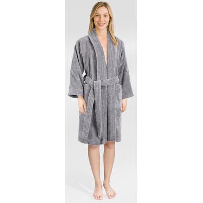Damenbademantel HAMMETEX "Ren, 100% Baumwolle" Gr. S, leichtgrau, L:100cm, Baumwolle, Hausmäntel, 380 g/m² Frottee Bademantel mit Taschen – Saugfähig & Weich