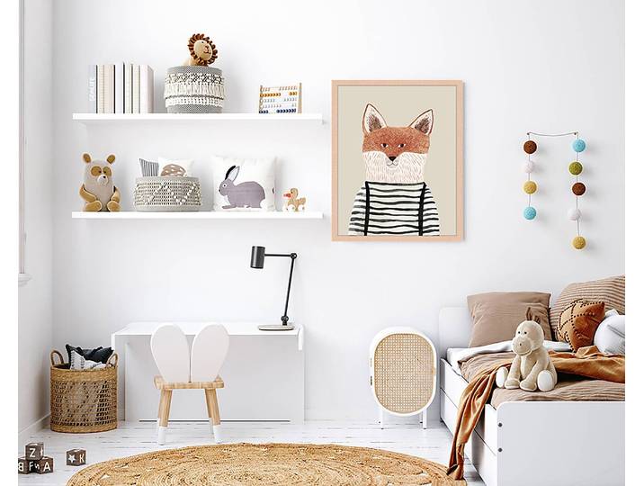 Tableau déco Fox 43 x 53cm Multicolore
