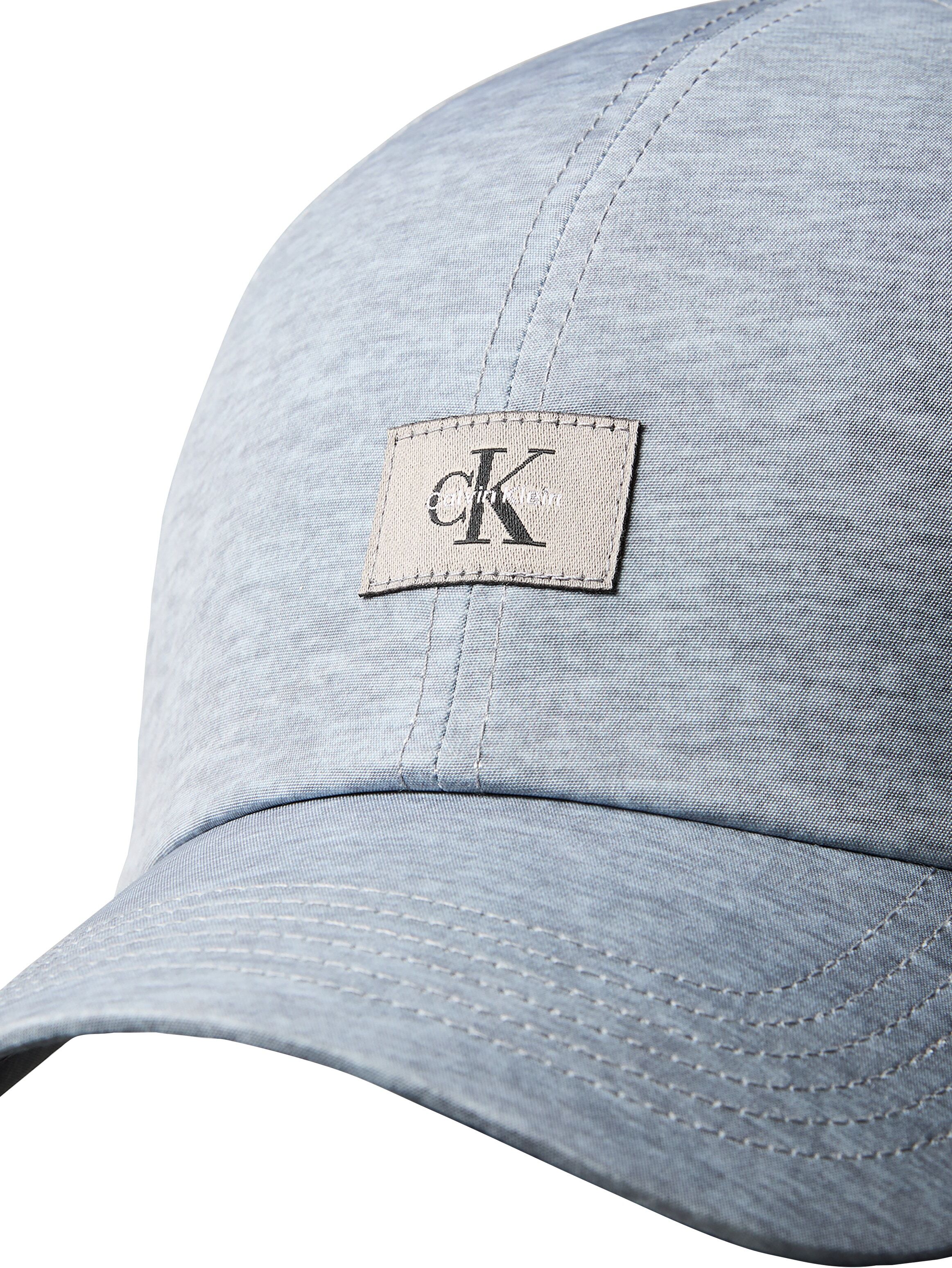 Baseball Cap CALVIN KLEIN JEANS "MONOLOGO EMB BB CAP - HEATHERED", Herren, blau (grau heather), Web, Kunstfaser, unifarben, Caps Baseball Cap, Regular fit und größenverstellbar