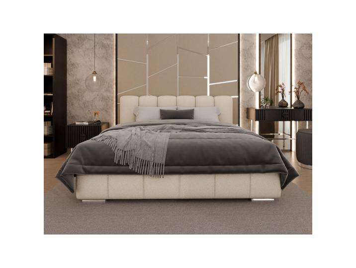 Homesy Polsterbett Zaira 180x200cm – Elegantes Polsterbett für modernen Wohnstil, Zonierte Multi-Taschen-Federkern (24cm), beige, Beige, Holz, Mode, 180x200 cm, Schlafzimmer, Betten, Polsterbetten